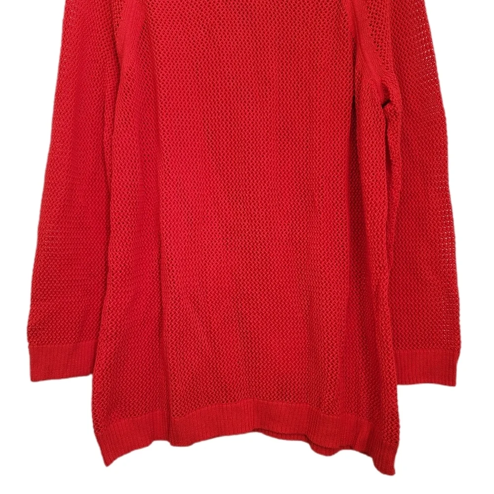 Talbots Sweater 2X Petite Red Open Knit Tunic Long Sleeve Plus Size Pullover - Picture 3 of 7
